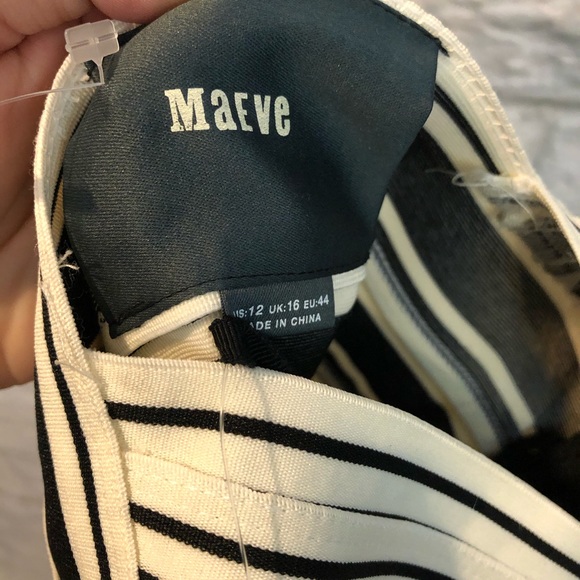 NWT Anthro Maeve Crosswise Flare Black & White Dress US 12 - Picture 15 of 16